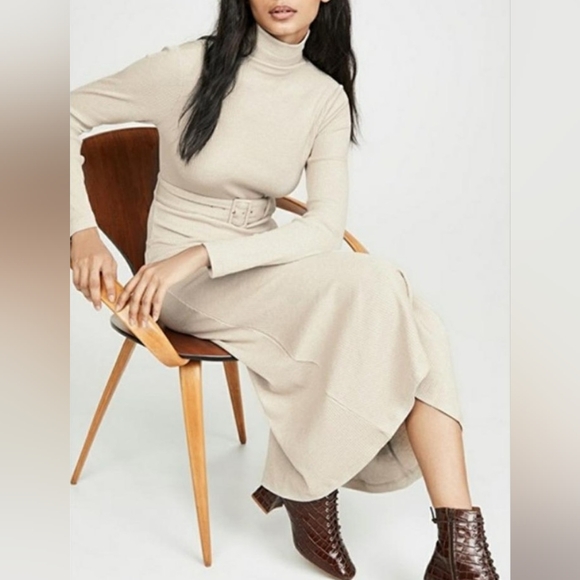 Beige turtleneck Club Monaco sweater dress - Picture 1 of 7